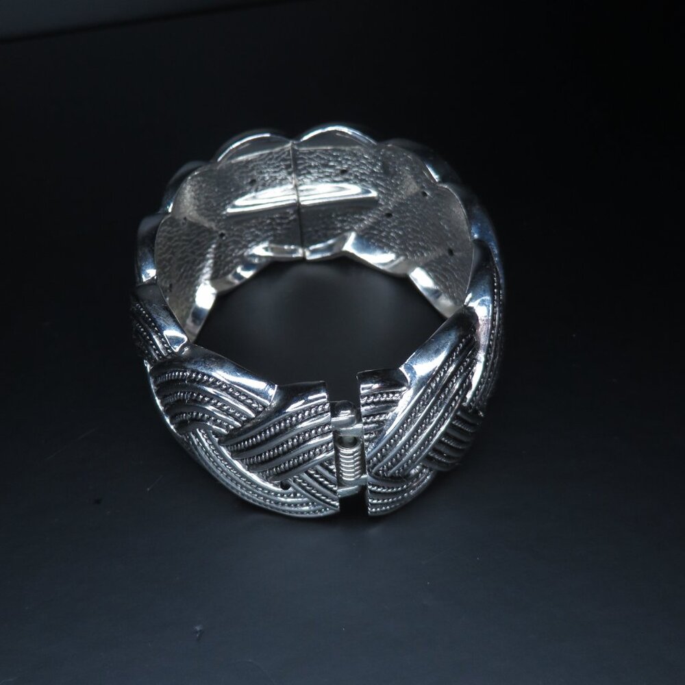 Silver Metal Braided Hinge Cuff - image 8
